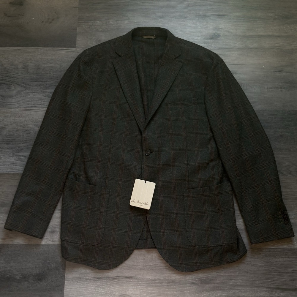 Luigi Bianchi Mantova Sartoria Wool Blazer Mens EU 54R US 44R Plaid Sport Coat